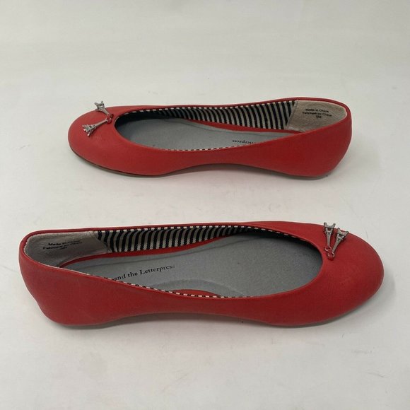 Anthropologie Pilcro Paris Eiffel Tower Red Ballet Flats 6 France Round … - Picture 4 of 11